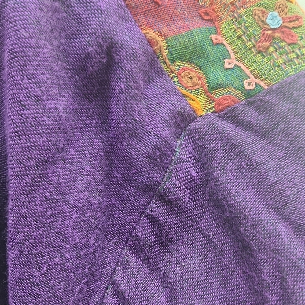 Soft Surroundings Embroidered Wool Open Front Blanket Style Boho Cardigan Size M - Picture 15 of 15